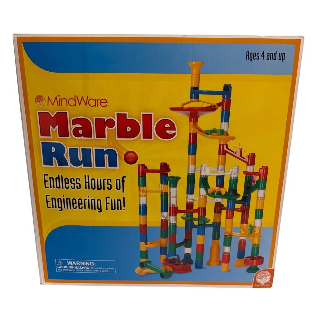 MindWare Marble Run 123 Piece Set STEM Engineering Toy Age 4+ 103 Pcs 20 Marbles